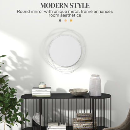 Metal Wall Art 65cm Round Mirror for Living Room Dining Room Silver