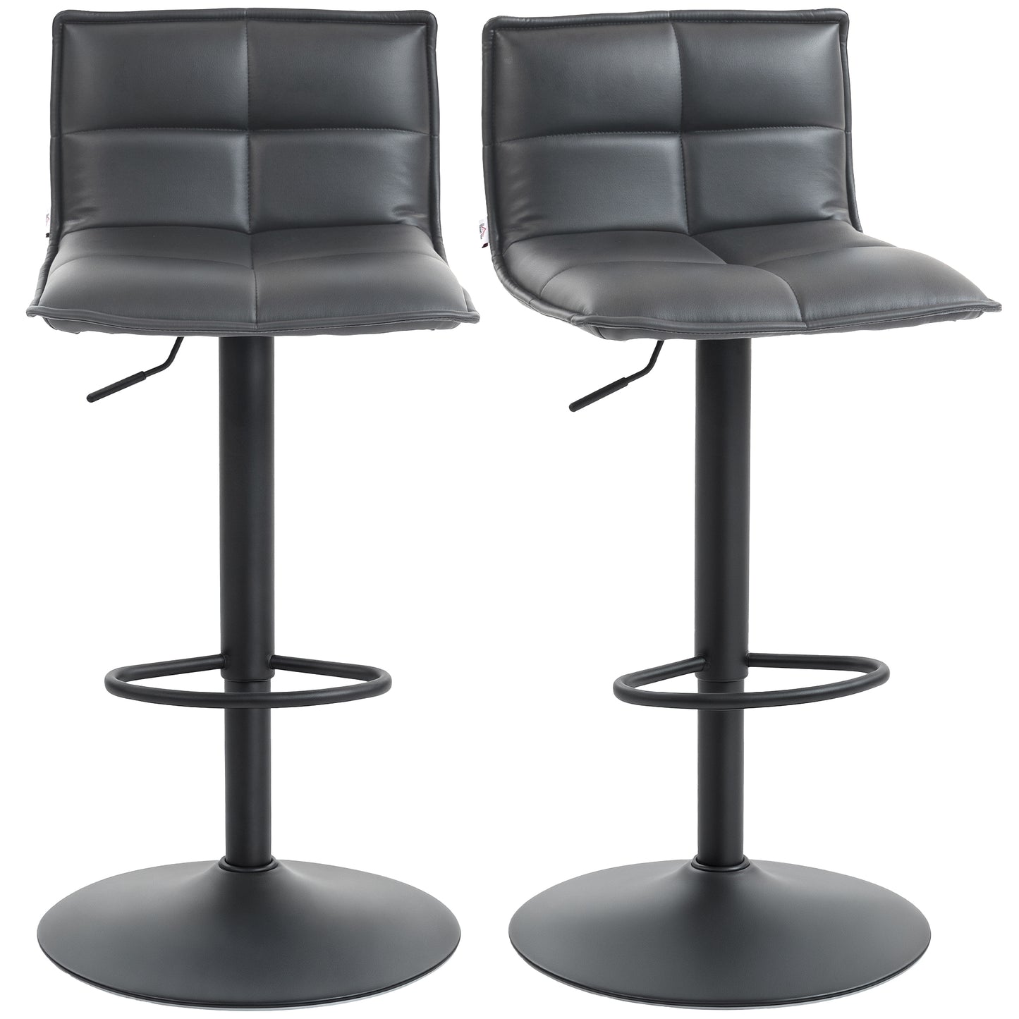 Bar Stools Set of 2 Swivel Height Adjustable Barstools Dark Grey