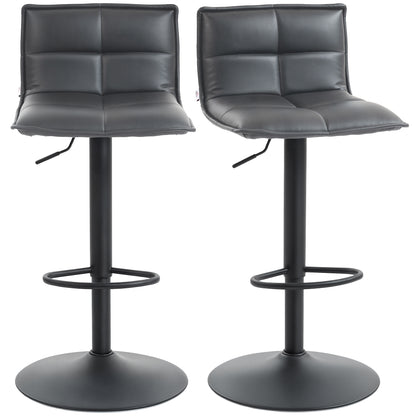 Bar Stools Set of 2 Swivel Height Adjustable Barstools Dark Grey
