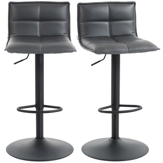 Bar Stools Set of 2 Swivel Height Adjustable Barstools Dark Grey