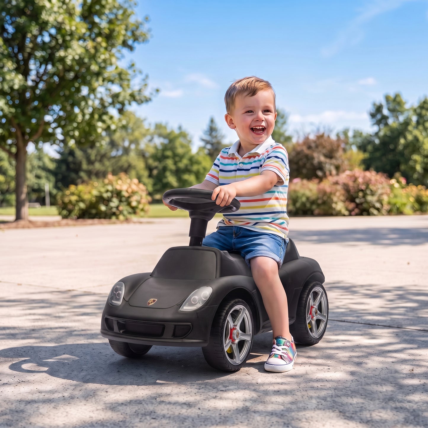Ride on Car with Horn, Lights, Sound, Porsche Licensed, Matte Black