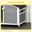 Large Wooden Dog Kennel Elevated Dog Kennels for Outside, w/ Openable Top, Asphalt Roof, Removable Tray, Adjustable Leg, Grey