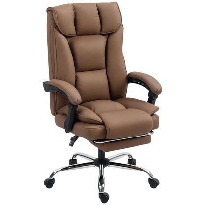 Pet-Friendly Leather Recliner Computer Chair with Footrest, Brown