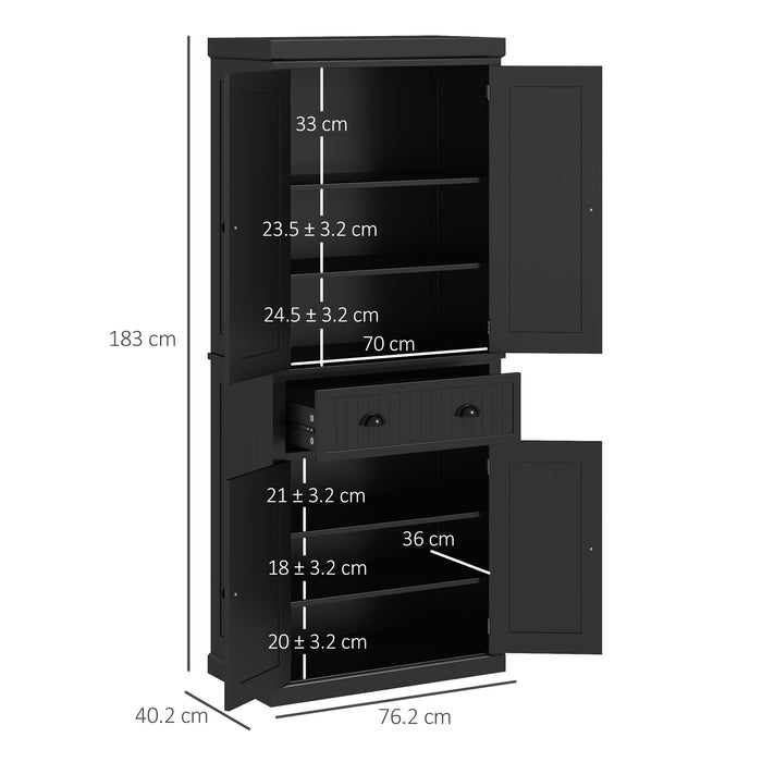 Freestanding Kitchen Storage Cabinet Drawers Cupboards Shelves Black