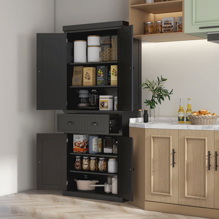 Freestanding Kitchen Storage Cabinet Drawers Cupboards Shelves Black