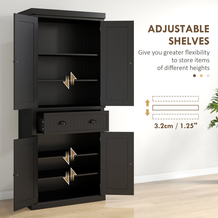 Freestanding Kitchen Storage Cabinet Drawers Cupboards Shelves Black