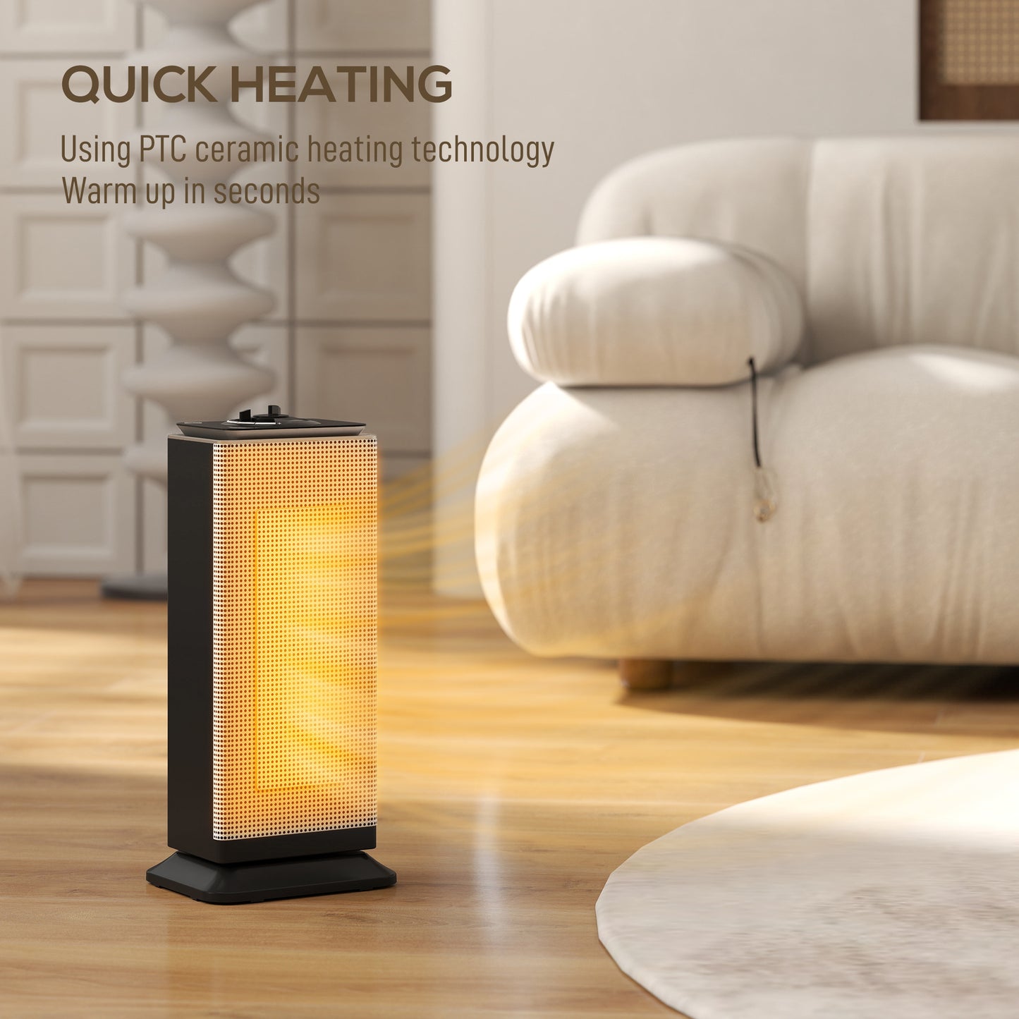 Ceramic Electric Heater, 1500W Fan Space Heater, Black