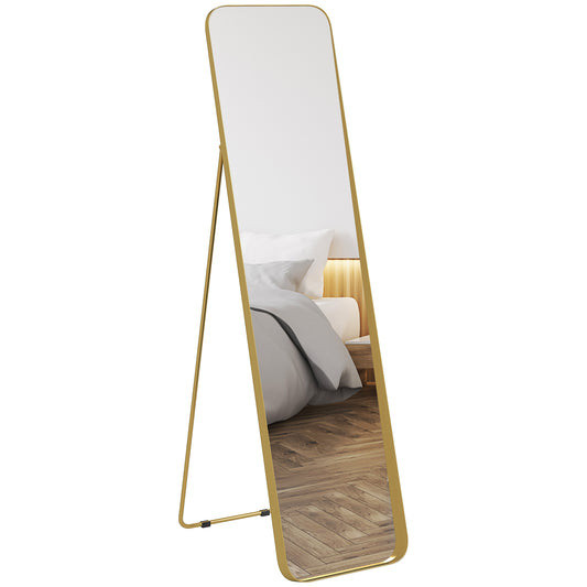 Rectangular Full Length Mirror for Bedroom, 40 x 160 cm, Gold Tone