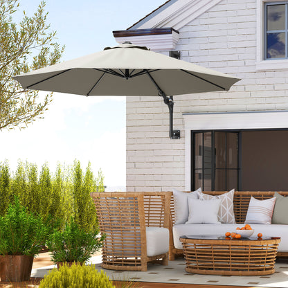 Sun Parasol with Vent, Wall Umbrella for Patio, Garden, Pool, Grey