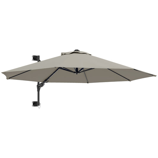 Sun Parasol with Vent, Wall Umbrella for Patio, Garden, Pool, Grey