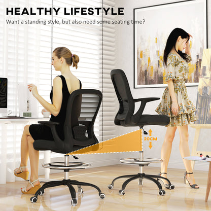 Mesh Draughtsman Chair, Ergonomic Drafting Chair, Black