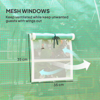 Tunnel Greenhouse Upgraded Structure, Hinged Doors, 3 x 2(m), Green