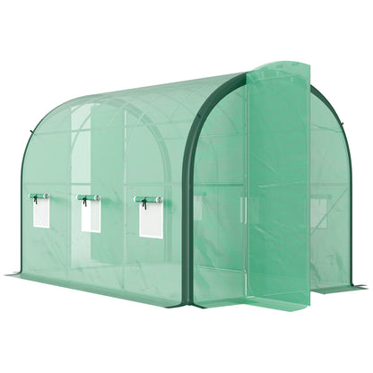 Tunnel Greenhouse Upgraded Structure, Hinged Doors, 3 x 2(m), Green
