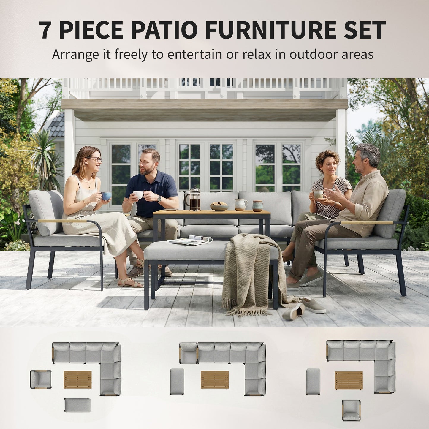 7 Seater Garden Furniture Set, Outdoor Furniture Conversation Sets
