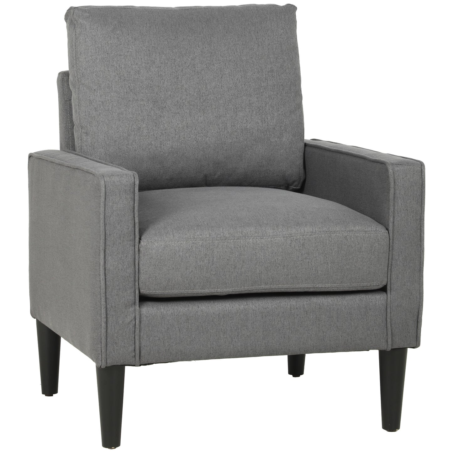 Removable Pillow Linen Accent Chair, Dark Grey