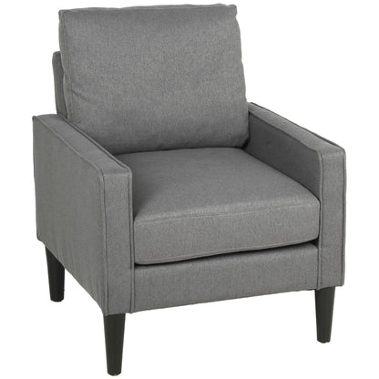 Removable Pillow Linen Accent Chair, Dark Grey