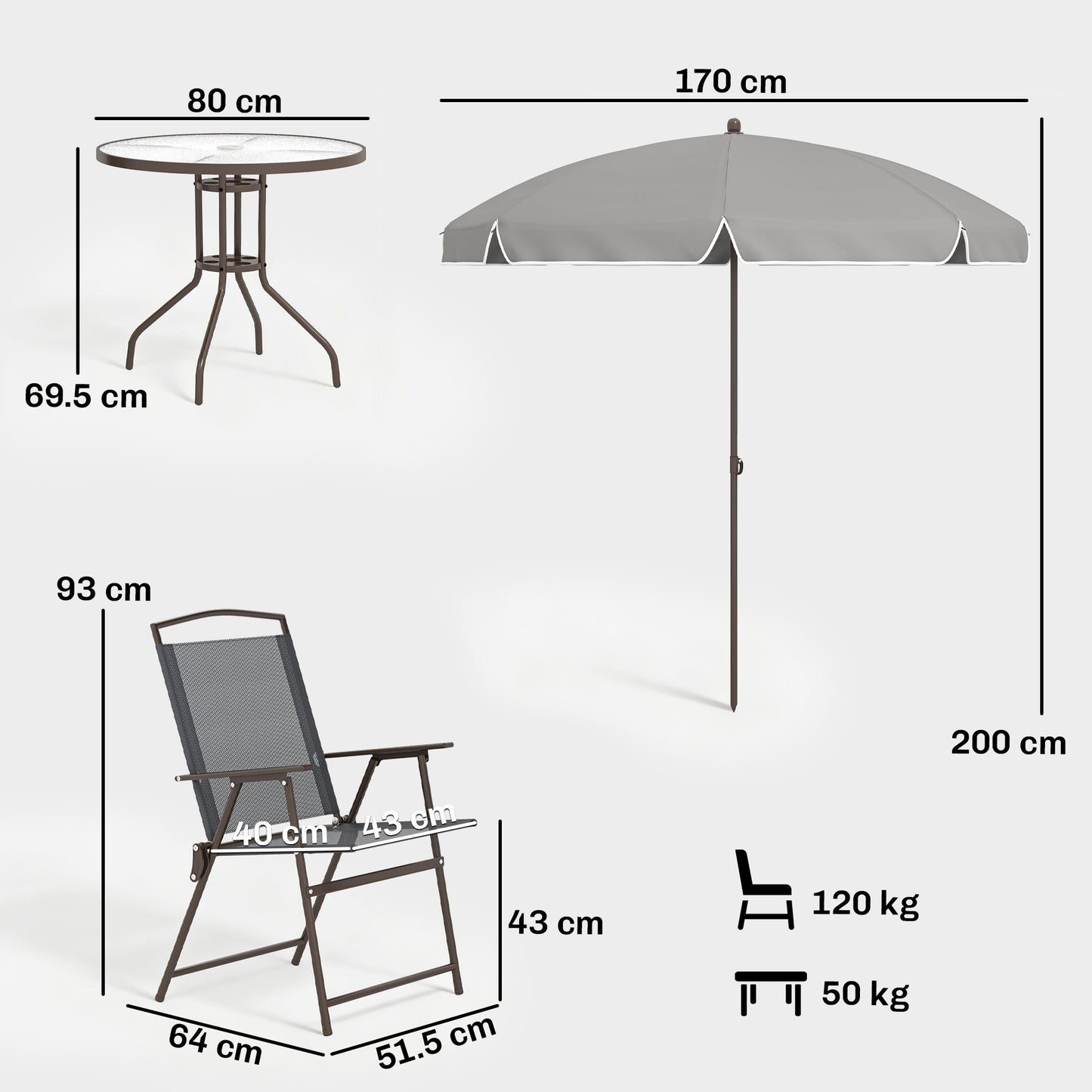 Garden Dining Set, Patio Sets with Tempered Glass Table