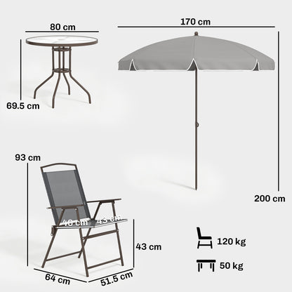 Garden Dining Set, Patio Sets with Tempered Glass Table