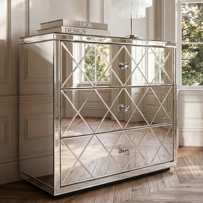 Knightsbridge Mirrored Three Drawer Chest