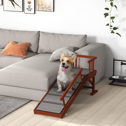 Wooden Dog Ramp with Removable Guardrails, Non-Slip Surface, 125 cm