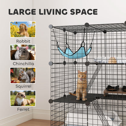 Indoor Cat Cage with DIY Customizable Design 105 cm Black