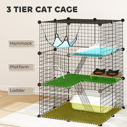 Indoor Cat Cage with DIY Customizable Design 105 cm Black