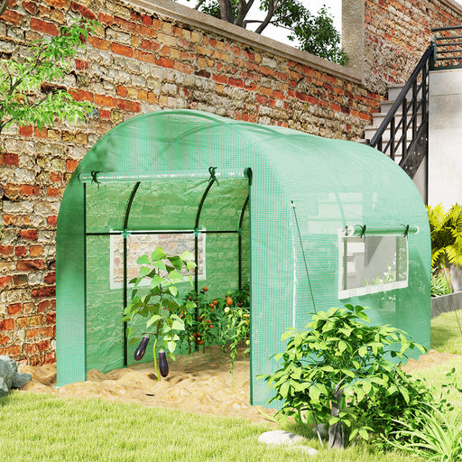 3 x 2 x 2m Polytunnel Greenhouse with Doors and Mesh Windows