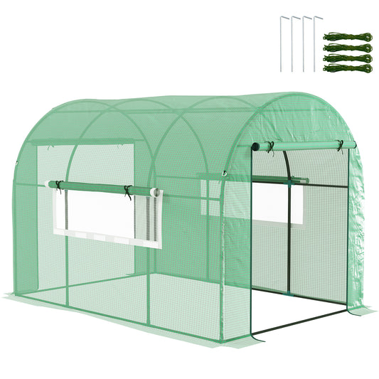 3 x 2 x 2m Polytunnel Greenhouse with Doors and Mesh Windows
