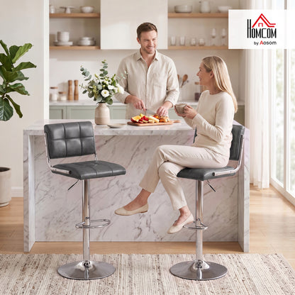 Adjustable Bar Stools Set of 2 with Backrest Grey