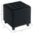 Square Footstool Small Ottoman w/ Wood Legs for Bedroom Charcoal Grey