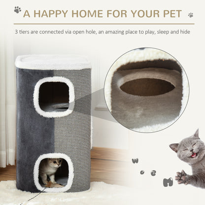 Sisal Cat Barrel with Soft Plush & Lamb Fleece Grey