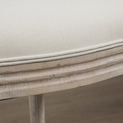 French-Style Dining Chairs Set of 2 with Linen Upholstery, Cream