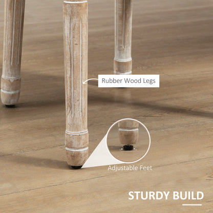 French-Style Dining Chairs Set of 2 with Linen Upholstery, Cream