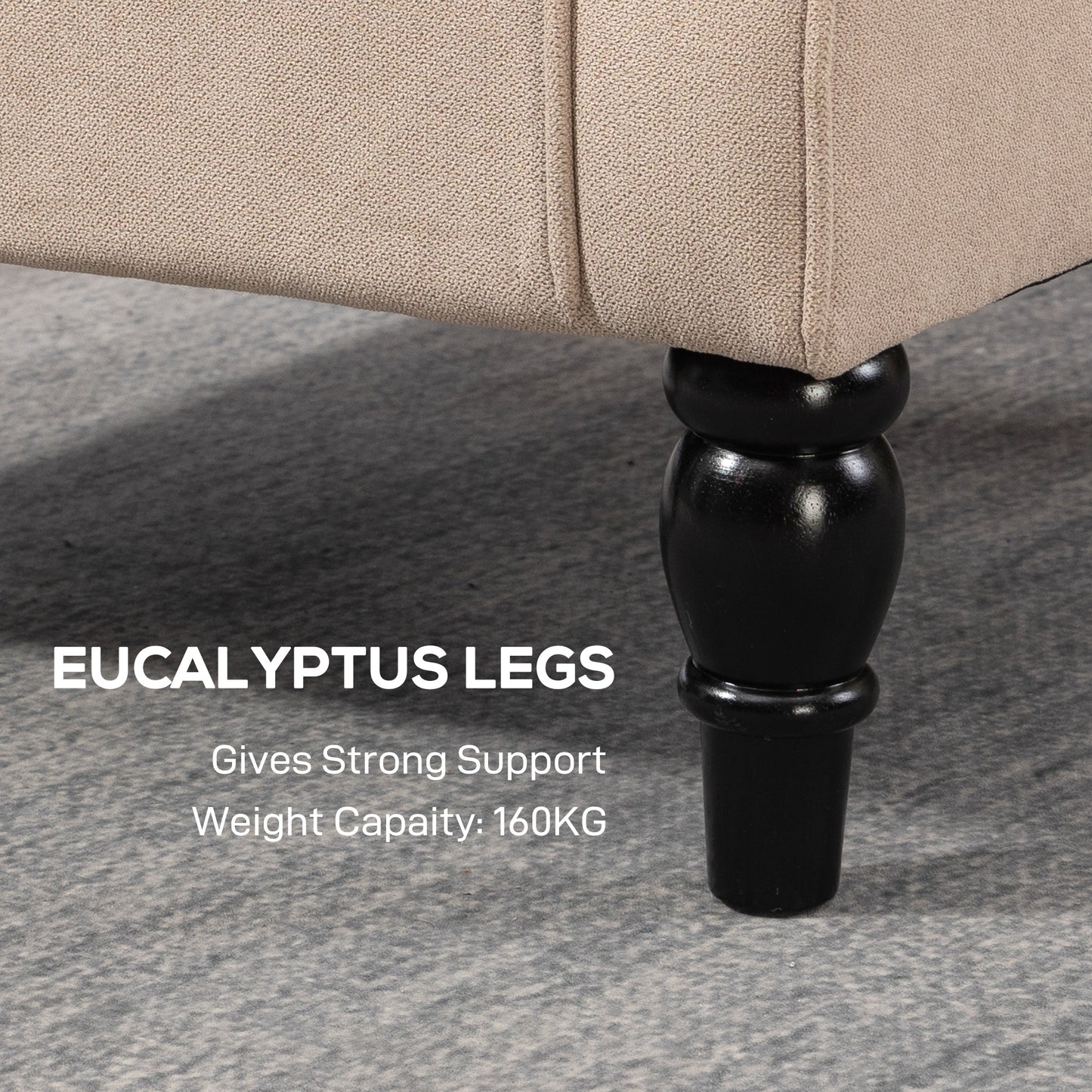 Accent Armchair Home Furniture Retro Tufted Club Wood Fabric, Beige