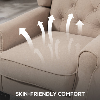 Accent Armchair Home Furniture Retro Tufted Club Wood Fabric, Beige