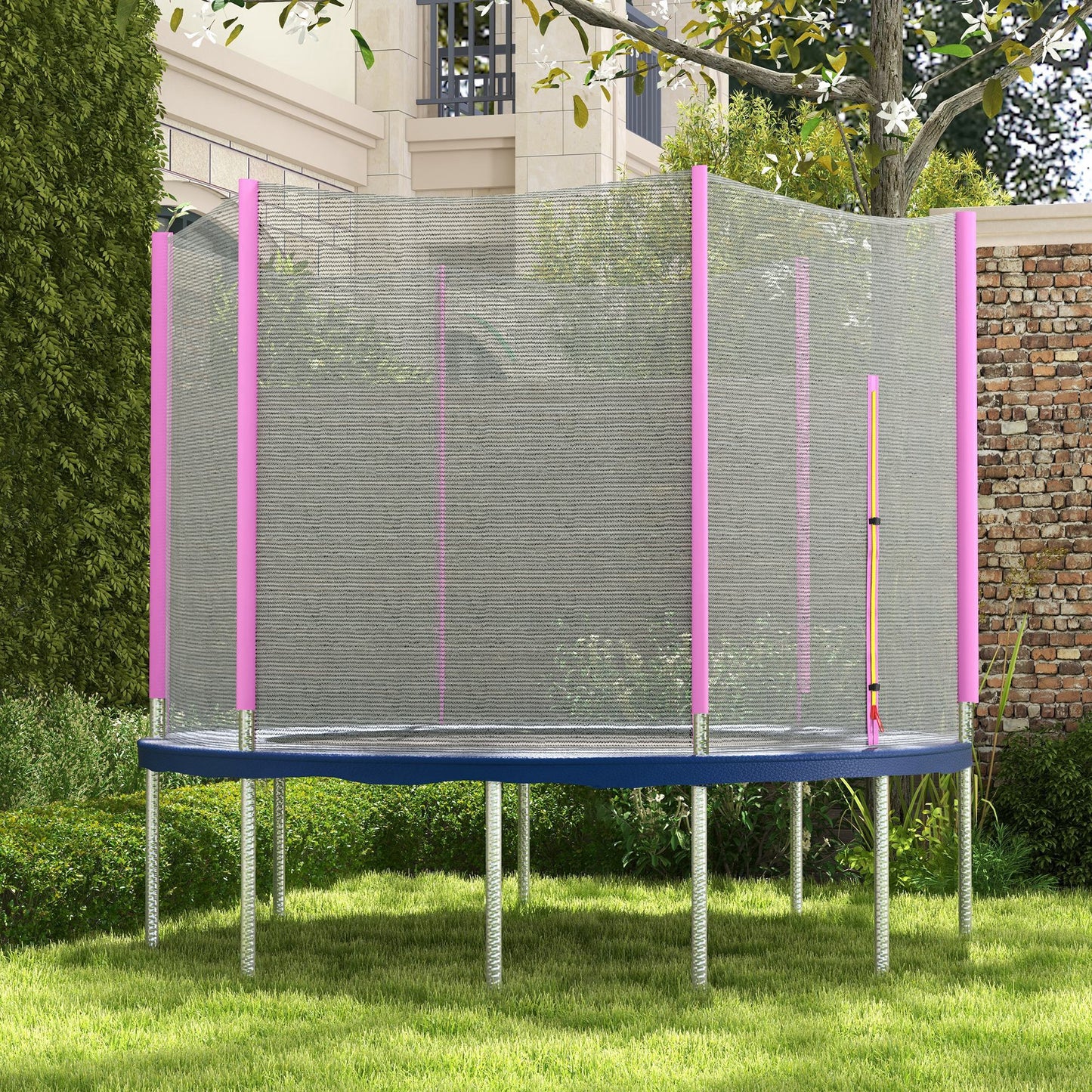 8ft Trampoline Net Replacement Safety Net with Zipped Door, Pink