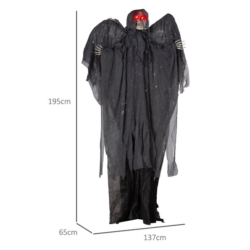 Winged Grim Reaper Animatronic Prop w/ Light Up Eyes, for Haunted House