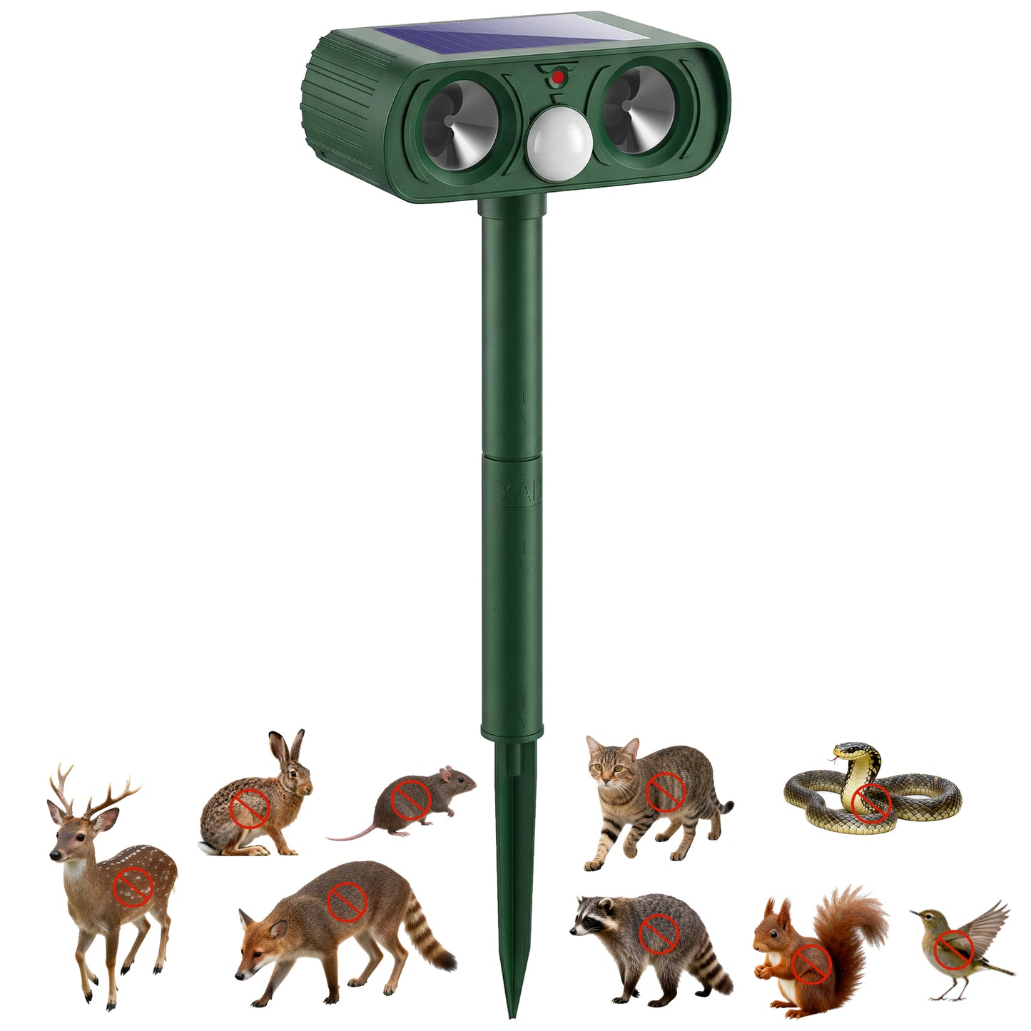 Cat Repellent for Gardens UK, Solar Ultrasonic Fox Cat Deterrent for Gardens UK, PIR Motion Sensor 110°, IPX4 Waterproof Animal Repeller Scarer for Squirrels, Dogs, Moles, Birds