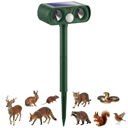 Cat Repellent for Gardens UK, Solar Ultrasonic Fox Cat Deterrent for Gardens UK, PIR Motion Sensor 110°, IPX4 Waterproof Animal Repeller Scarer for Squirrels, Dogs, Moles, Birds