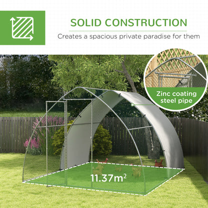 Walk-In Chicken Run w/ Cover, for 8-12 Chickens, 3 x 3.8 x 2.2m
