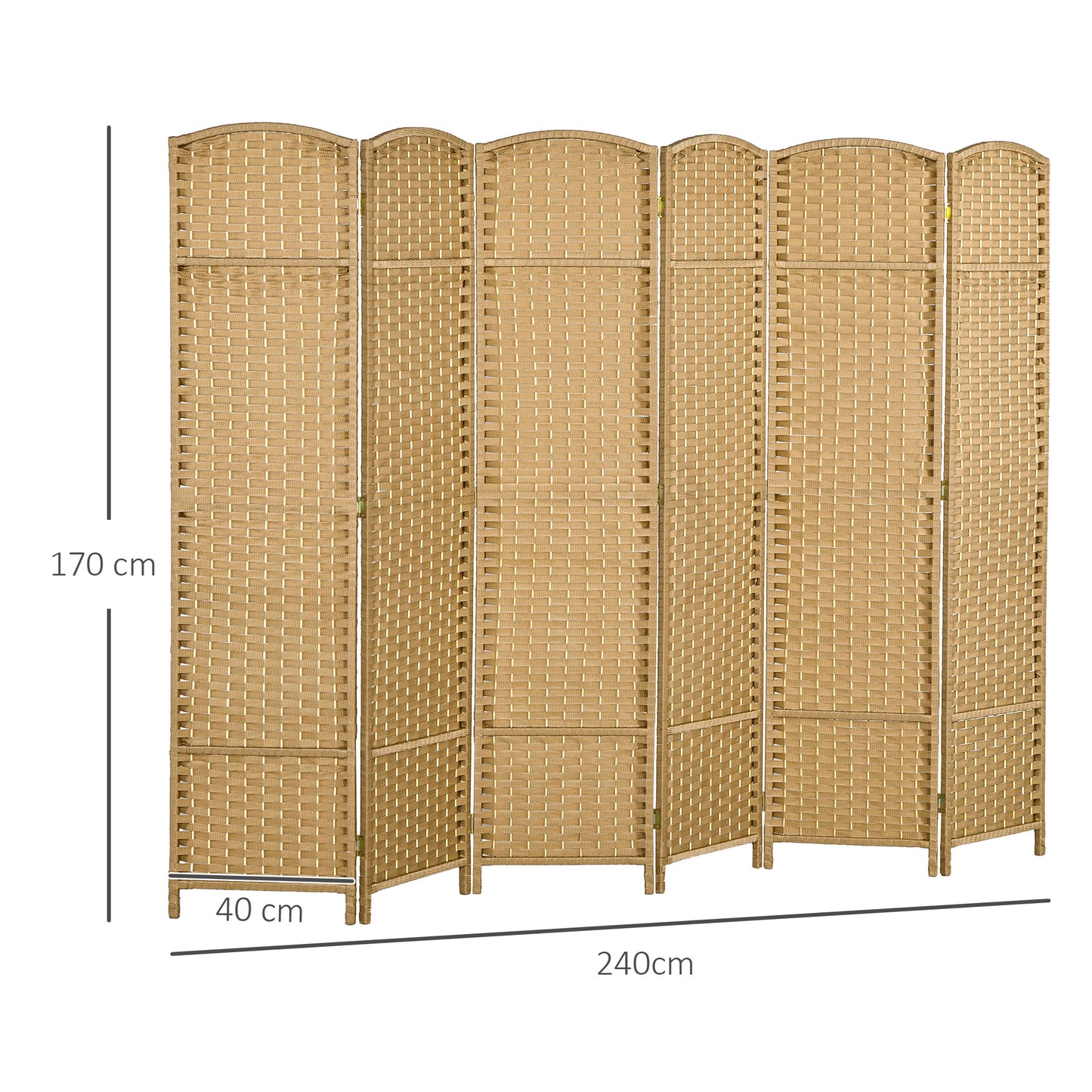 6 Panel Folding Room Divider, Privacy Screen, 240 x 170cm