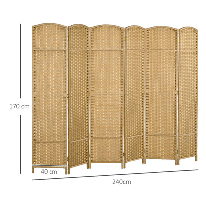 6 Panel Folding Room Divider, Privacy Screen, 240 x 170cm