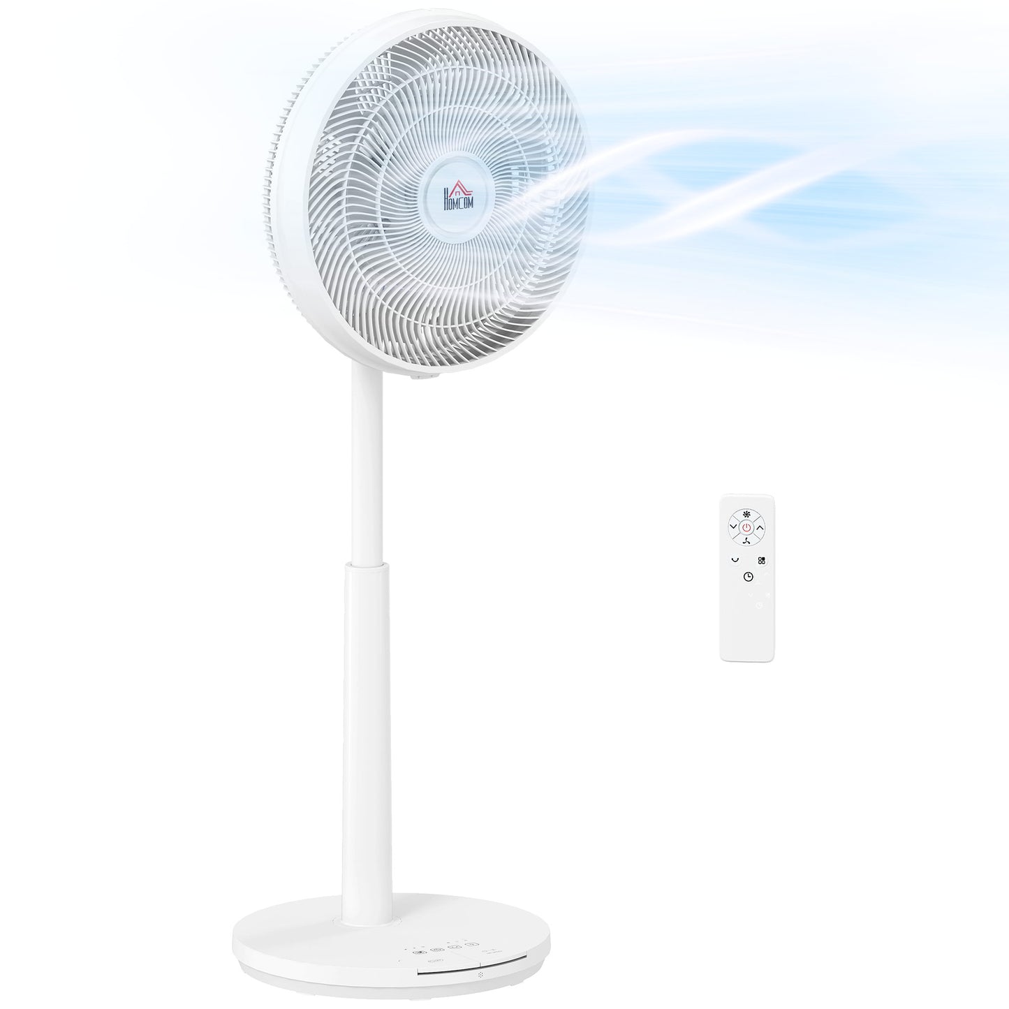 Pedestal Fan with Oscillating, Tilt, Adjustable Height, Timer, White