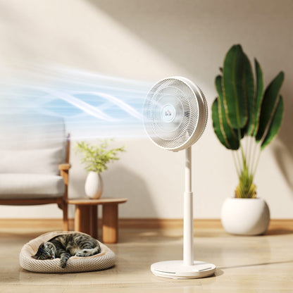 Pedestal Fan with Oscillating, Tilt, Adjustable Height, Timer, White