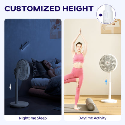 Pedestal Fan with Oscillating, Tilt, Adjustable Height, Timer, White