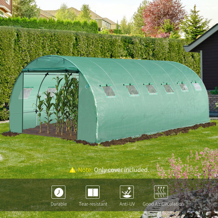 6 x 3 x 2m Greenhouse Replacement Cover ONLY Winter Garden Plant PE Cover for Tunnel Walk-in Greenhouse with Roll-up Windows