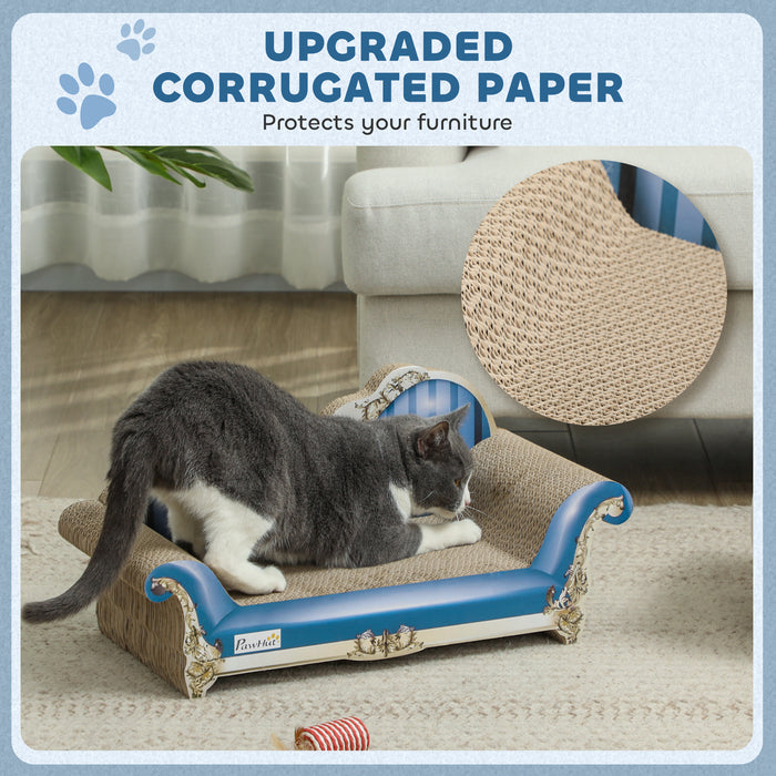 Cat Scratcher, 2 in1 Cat Scratching Board with Catnip, Cardboard Lounge for Indoor Cats, 26.5 x 57 x 26.5cm, Blue