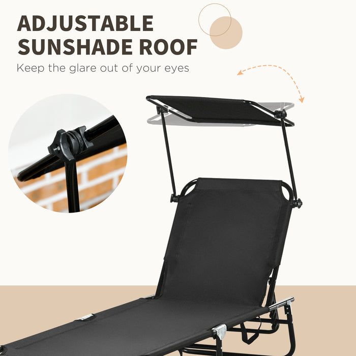 Folding Chaise Lounge Pool Chairs, Outdoor Sun Tanning Chairs, Reclining Back, Steel Frame & Breathable Mesh for Beach, Yard, Patio, Black