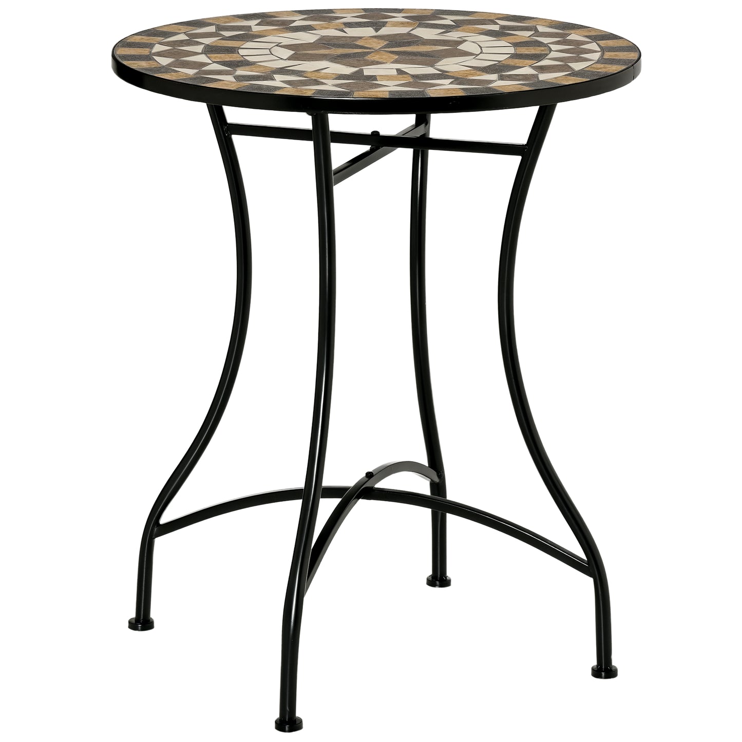60cm Mosaic Round Bistro Table Outdoor Garden Side Table, Grey