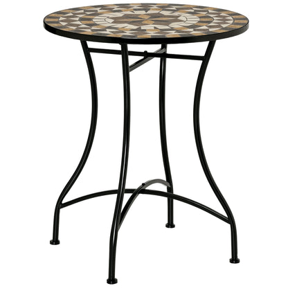 60cm Mosaic Round Bistro Table Outdoor Garden Side Table, Grey